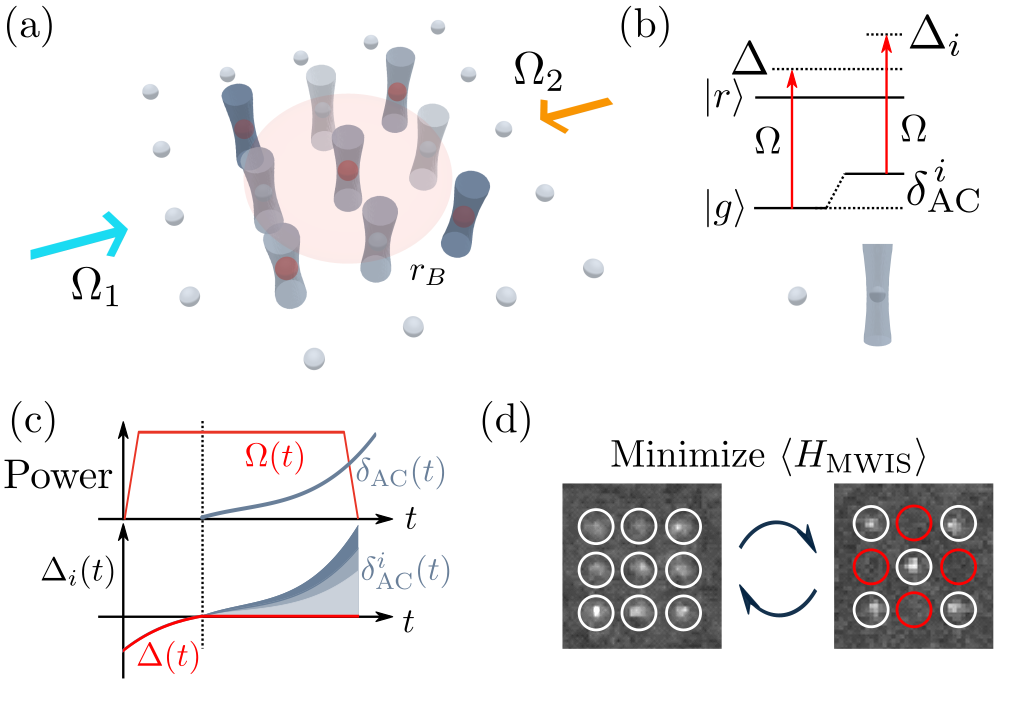 Demonstration of weighted graph optimization on a Rydberg atom array using local light-shifts
